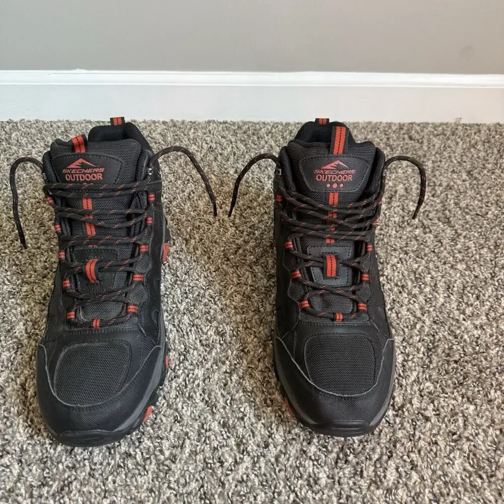 Skechers Outdoor Pine Trail Gotera Hiking Boots Men's 12 Black Leather/Textile